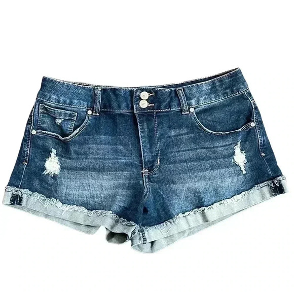 Altar’d State High Rise Cuffed Distressed Denim Shorts Size 30 - Picture 1 of 7